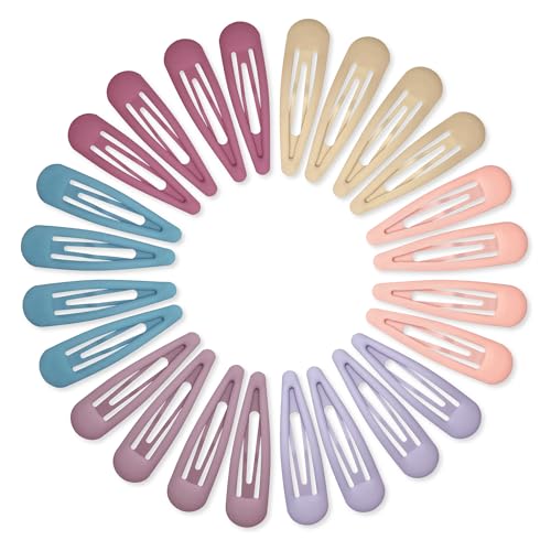 Cptots 24 PCS 2.36 In Metal Snap Hair Barrettes For Women Water Drop Shape Hair Clips For Thick Thin Fine Hair,Matte Pink Blue Purple Rose Red