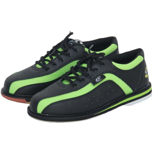 Wizeny Men's Bowling Shoes Leather Comfortable Garden Bowlers Sneakers Lightweight Breathable Non-Slip Fashion Large Size,Black Green,7