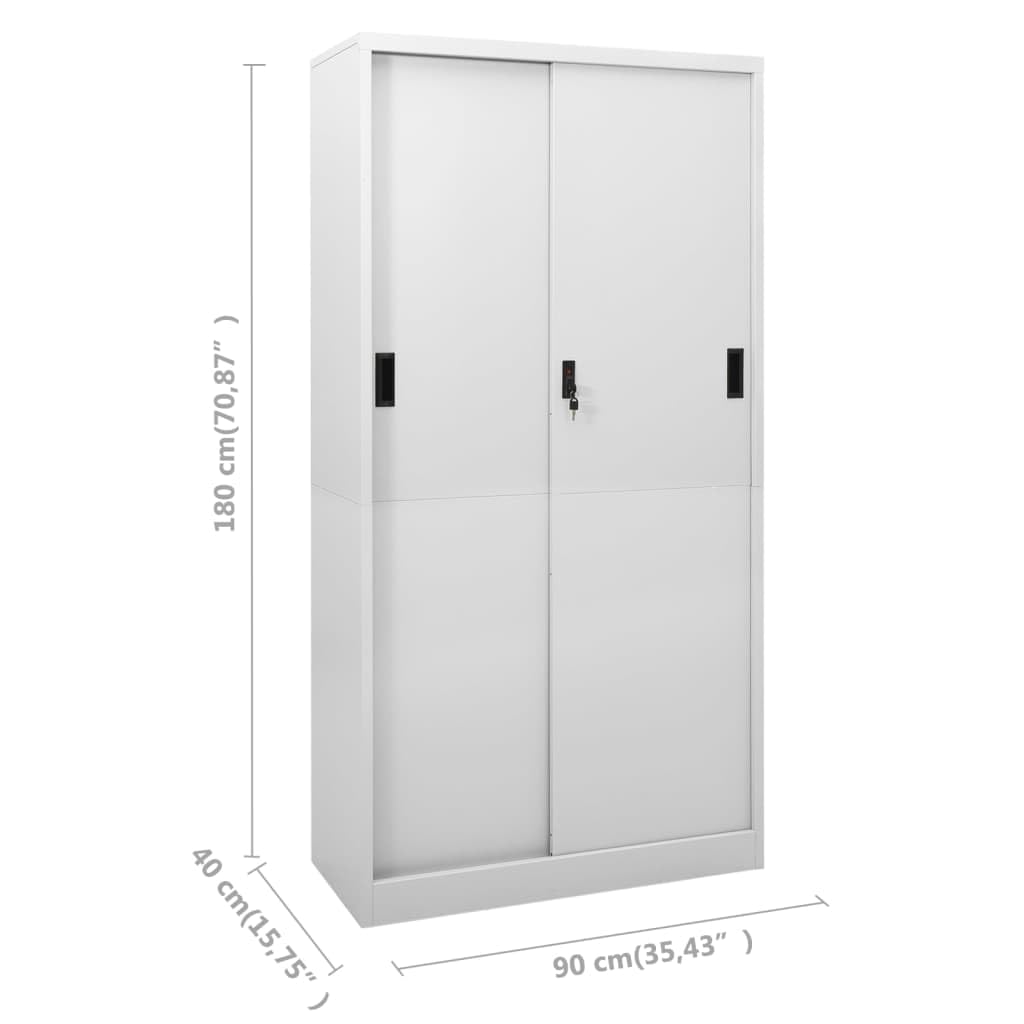 vidaXL Büroschrank mit Schiebetür Aktenschrank Büromöbel Metallschrank Stahlschrank Lagerschrank Universalschrank Schrank Hellgrau 90x40x180cm Stahl