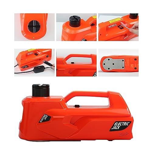 Cric hydraulique électrique 5T orange pour dépanner un SUV en panne facilement