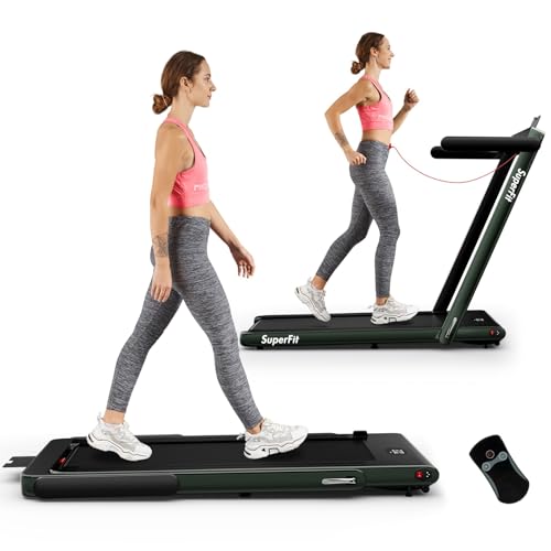 Image of Goplus 2 in 1 Folding Treadmill, 2.25HP Superfit Under Desk Electric Treadmill, Installation-Free with Remote Control, APP Control and LED Display, Walking Jogging for Home Office