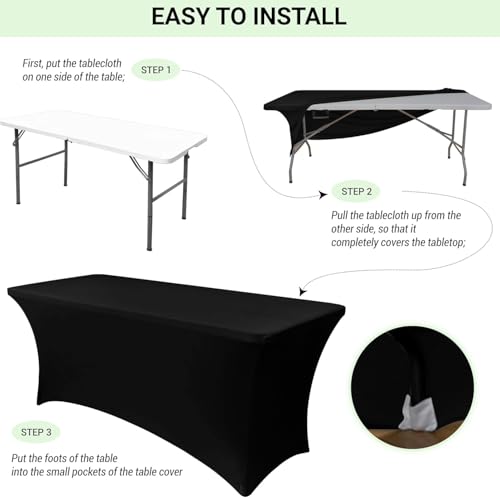Obstal 8Ft Stretch Spandex Table Cover for Standard Folding Tables - 2 Pack Universal Rectangular Fitted Tablecloth for Party, Banquet, Events, Trade Show (Cream, 96L x 30W x 30H Inches) by Obstal - Image 7
