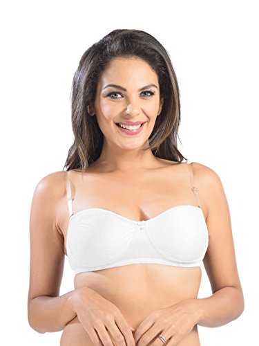 Image of SONARI Ell 18 Womens T-Shirt Bra | Double Layered, Adjustable and Removable Bra Straps, Hook and Eye Closure, Non-Wired, Soft Cotton Spandex Material (Free Transparent Straps)