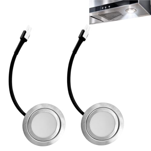 Conjunto de 2 bombillas LED de acero inoxidable para campanas extractoras empotradas, luz fría 12V, 1.5W, 6500K, iluminación eficiente para cocina, reemplazo de bajo consumo con instalación fácild