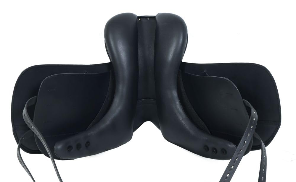 A&M Reitsport Baumloser VSD Sattel 1148 aus Leder, mit Klettkissen wechselbares Kopfeisen, Größe:16.5 Zoll