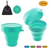 Collapsible Silicone Cup Foldable Sterilizing Cup for Menstrual Cup Moon Cup (Sky Blue-2 Pack)