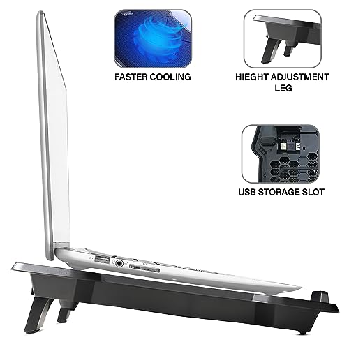 Geonix GXCLPB01 Laptop Cooling Stand with 125mm Fan, Silent Operation, LED Light, Supports up to 15.6 inch Laptops and Retractable Stand, 1 Year... - Image 4