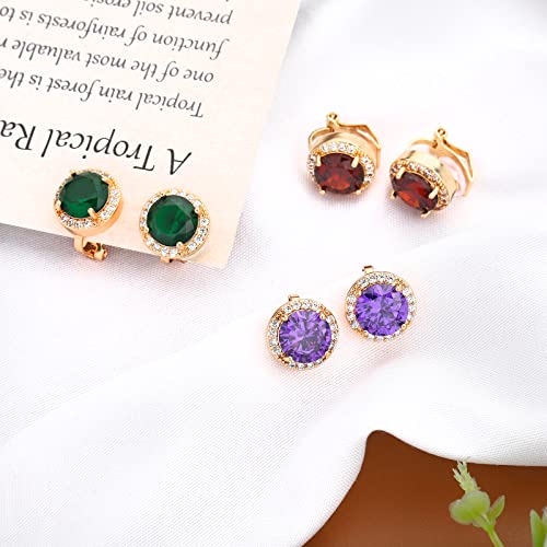 NEWITIN 8 Pairs Clip On Halo Earrings for Women Crystal Earring Inlaid Cubic Zirconia Stud Charming Fashion Wedding Earring Non Piercing Clip on Earrings for Women3