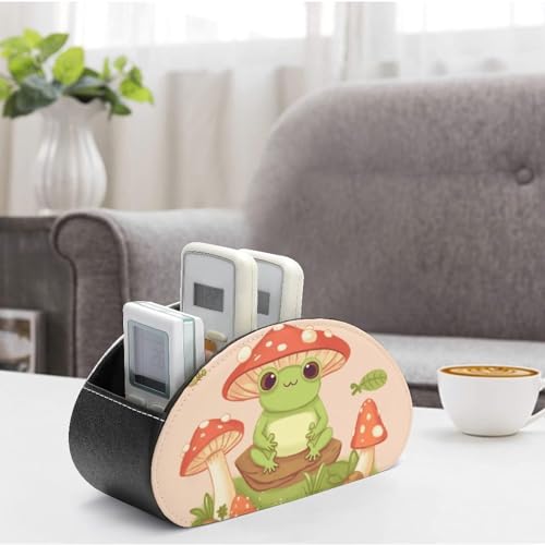 Support de télécommande en cuir PU grenouille et champignon design soigné