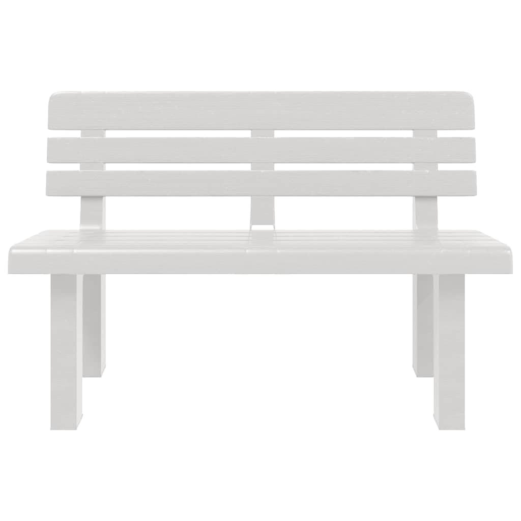 SYDE Banco de Jardín Polipropileno Blanco 110x52x71 cm | Respaldo Cómodo, Estable y Resistente al Calor, Fácil Limpieza, Uso Exterior