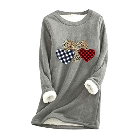 YMING Women's Heart Print Long Sleeve Sweater Cover