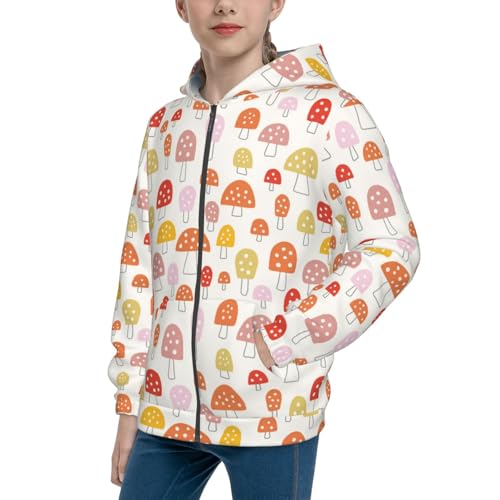 Cute Cartoon Mushrooms Kid Hoodies Boys Zip Up Sweatshirts Girls Pullover with Pocket