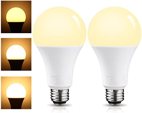 TORCHSTAR 3-Way LED Bulb A21, 3 Way LED Light Bulbs 40/60/100W Equivalent, UL & ES Listed, Flicker Free Bulb for Floor, Table, Touch Lamp, E26 Standard Base, Non-dimmable, 2700K Soft White, Pack of 2