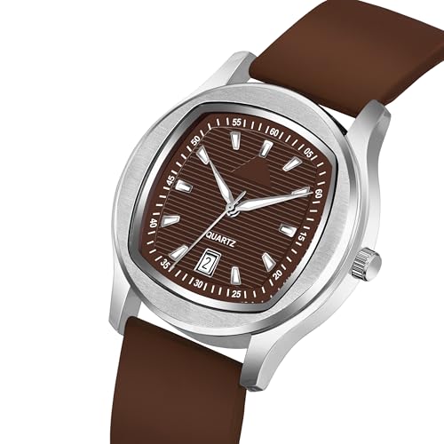 Image of styledose Minimalist dial Softest Adjustable Silicon Belt Quartz Analog Date Display Wrist Watch for Men