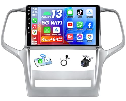 64GB Car Radio for Jeep Grand Cherokee 2011 2012 2013 WK2: Android 13 Car Stereo Carplay Android Auto, 9