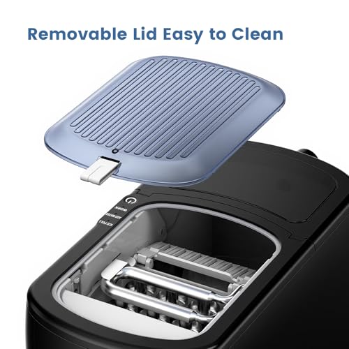 Image of Electactic Bullet Ice Maker, 18Lbs /Day Compact Countertop Ice Makers, Removable Lid Easy to Clean, Fast 6Pcs Bullet Ice in 8 Mins, Self-Cleaning & Low Noise for Office, Bedroom, RV(Black)