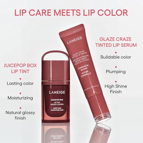 Image of LANEIGE JuicePop Box Lip Tint #9 Maroon Melody | The Laneige JuicePop Box Lip Tint offers a fresh take on lip color with its transformative Water-to-Oil formula.