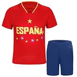 MUDJEAN Espana Jersey Kids Durable Spain Outfits for Kids Moisture-Wicking Spain T Shirt Boys Training Red Age 7-8 Years