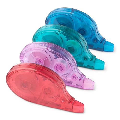 Amazon Basics White Out Correction Tape with Dispenser, 39.3ft, 4-Count Pack, Easy to use, Fast,...