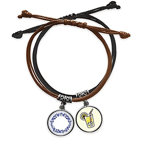 Bracelet corde fleur bleue main chaîne culture chinoise en cuir