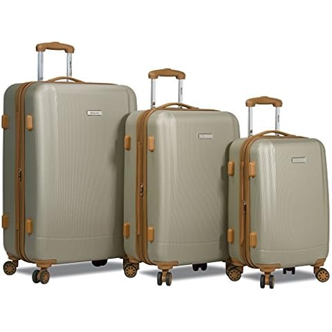 Dejuno Legion New Generation 3-pc Hardside Spinner TSA Combination Lock Luggage Set, Expandable, Beige, 3-Piece Cover
