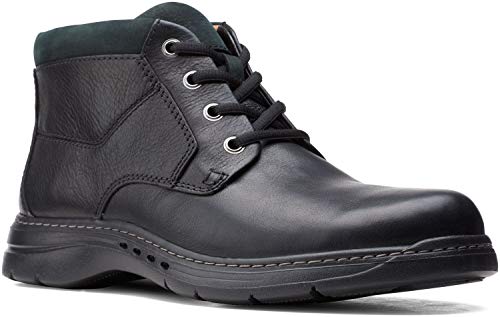 Image of Clarks Men's Un Brawley Up Boot, Black Leather, 11.5
