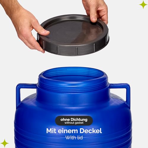 Garronda 60 Liter BPA-freies Fass und Futtertonne, Weithalsfass, Wassertank und Behälter mit Deckel für Sauerkraut sowie Surfass Pökelfass für Fleisch GD-0087, Blau
