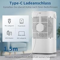 Mobile Klimaanlage, 120° Oszillation klimaanlage mobil, USB 4 in 1 klimaanlage ohne abluftschlauch mit 2/4 H Timer, 3 Geschwindigkeiten & 3 Nebelmodi, 7 Farben Mini Klimaanlage für Hause, Büro – Ansicht 5