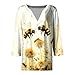 Dressy Tops for Women 2025 Bee Print 3/4 Sleeve Shirts Cotton V Neck Casual Tunic Blouse Loose Fit Fashion Summer Blouses
