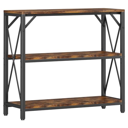 Image of Homeiju Console Table 31.5" Width, 3-Tier Entryway Table with Storage, Industrial Sofa Table with Open Shelves, Foyer Tables for Entryway, Hallway, Kitchen, Living Room and Bedroom, Rustic Brown