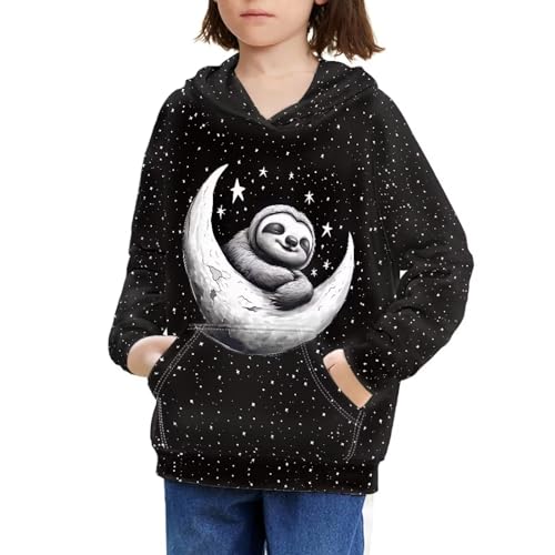 Boys Girls Hoodies 3D Printed Sleepy Sloth Hooded Sweatshirts Casual Long Sleeve Pullover with Pocket for 6-16 Years