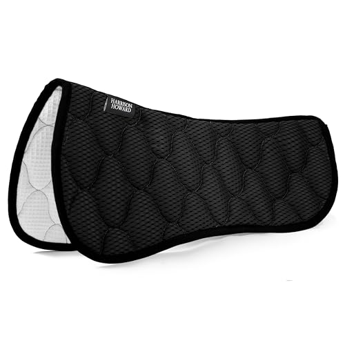 Harrison Howard Mesh Riding Half Pad for English Saddle Comfortable Cushioning Horse Saddle Pad Reduce Pressure on Horse’s Back Shock Absorbing Riding Pad Black