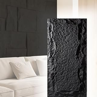 Lightweight Black Faux Stone Wall Panels - Realistic Stacked Stone Veneer for TV/Sofa Feature Walls - Easy Installation & Durable Décor Solution