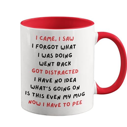 Cheeky Chops I Came I Saw I Forgot Mug - Birthday Christmas Funny Gift Present Novelty for Mum Dad Friend Sister Brother Grandparents for Him Her Secret Santa Funny Quotes Coffee Mug (Red)