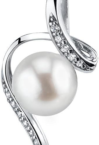 Peora Sterling Silver Freshwater Cultured White Pearl Pendant Necklace and Earrings, Round Spiral Design - Image 3