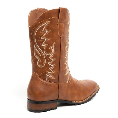 Image of Metrocharm Men's Cowboy Western Embroidered Square Toe Boots WESTERN-03