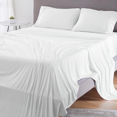 Bedgear Dri-Tec Sheet Set – Moisture Wicking Technology, Breathable, Cooling Sheets – Flat Sheet, Fitted Sheet, Pillowcases – All Mattress Types, Bedding Dorm Essentials, Twin/TwinXL, Bright White