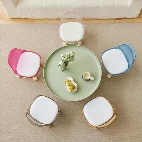 Banco pequeno de acrílico, banco baixo giratório com encosto, banco de rolo universal, estofado, con