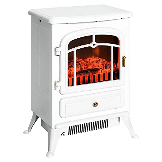 HOMCOM Freestanding Electric Fireplace Heater with Realistic Flames, 21" H, 1500W, White