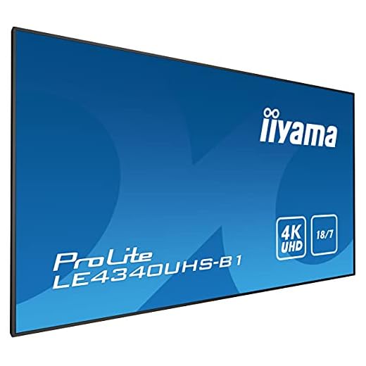 iiyama ProLite LE4340UHS-B1 108cm (42,5") Digital Signage Display AMVA3 LED Panel 4K UHD (VGA, DVI, HDMI, USB2.0/3.0, RS-232c, RJ45) USB Mediaplayer, Android OS, Micro SD slot, 18/7, schwarz