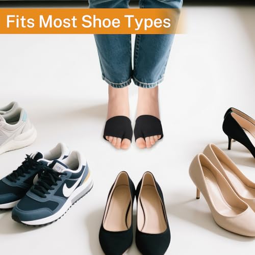 Metatarsal Pads with Gel Pad for Men and Women, Metatarsal Sleeves, Ball of Foot Cushion for Feet Pain Relief, Metatarsalgia, Mortons Neuroma, Sesamoiditis, Metatarsalgia Insoles, 2 Pairs, Black, L