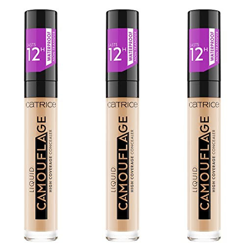 Image of Catrice Liquid Camouflage High Coverage Concealer, concealer stick, No. 036 Hazelnut Beige, nude, for combination skin, long-lasting, waterproof, pack of 3 (3 x 5ml)