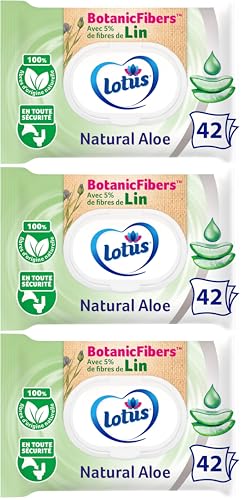 Lotus Papier Toilette Humide Natural Aloe - Sans colorant, ni parfum - Fibres FSC 100% d’origine naturelle - 42 unités (Lot de 3)