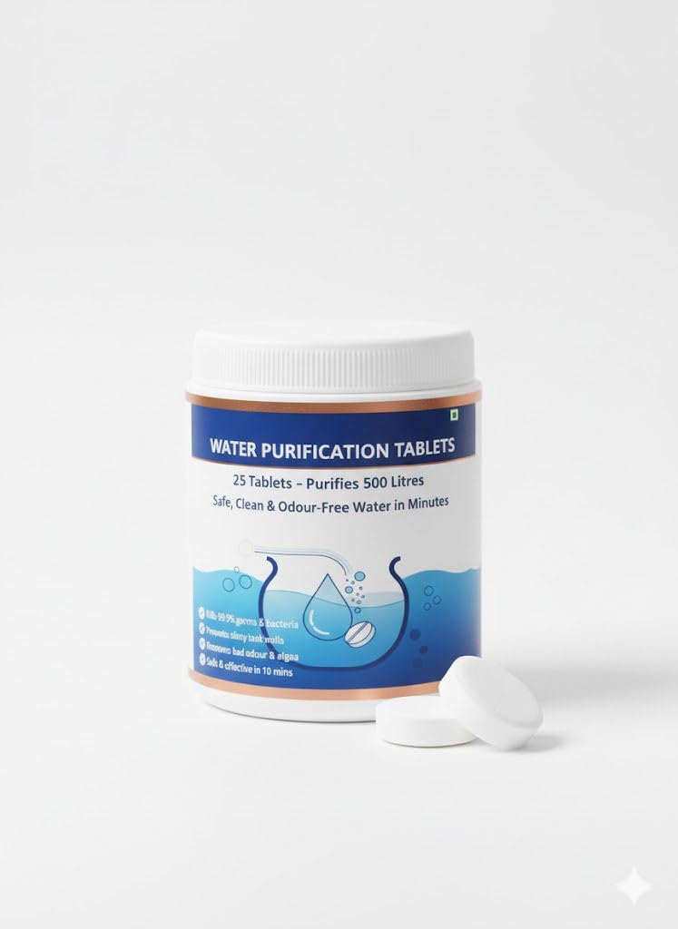 LANDNEOO ChlorineTablets for Water Tank | Safe Chlor WaterPurification Tablet | Water Tank Cleaning Tablets for Germ-Free, Odor-Free Water | Bleaching Powder for WaterTank Alternative (25Tablets)