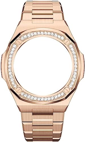 EZZON Stainless Steel Watch Band Mod Kit，Watch Case And Band For Men, All Metal Diamond Face Cover Replacement Watch Strap，For GA2110 Accessories(B)