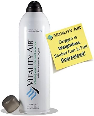 Premium Oxygen Can - Vitality Air - 95% Pure Premium Oxygen -10 Lts per Can, 200 Breath, 1 Second Each (4)