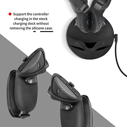 Globular Cluster QP2 シリコングリップカバー Meta Quest Proコントローラー用 - シリコングリップカバープロテクター ナックルストラップ付き PUレザークッションパッド付き (ブラック)