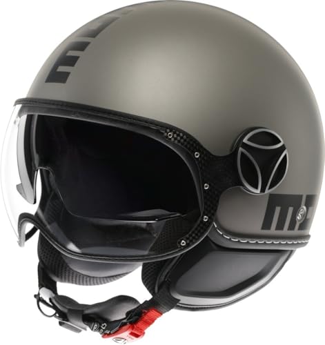 MOMODESIGN - FGTR EVO E2206, Casco Jet con Visiera Parasole, Casco Aperto per Moto e Scooter, per Uomo e Donna, Titanio Opaco/Nero, L