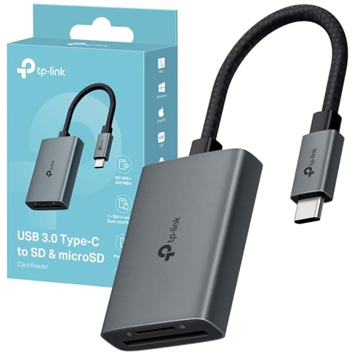 TP-Link UA430C USB C to SD Card Readeer, Micro SD Card Reader, Plug and Play, Universal Compatibility, Dual Card Reading, Speeds up to 5 Gbps, 2 in 1