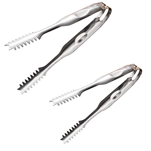 2 Pieces Food Tongs Stainless Steel Tongs Mini Ice Tongs Used for Easy to Cook Grill Buffet Ice Cubes Oven(6”and 8”)